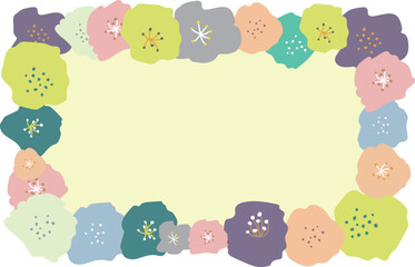 北欧風のお花のフレームF03　お花の四角いフレーム