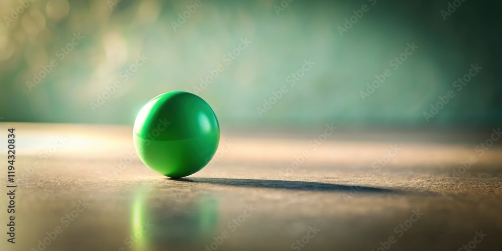 Fototapete a single green sphere on a smooth surface with a soft background