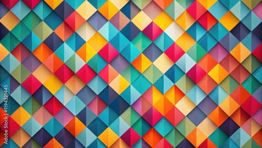 Fototapete vibrant geometric pattern of interlocking triangles with a multitude of hues