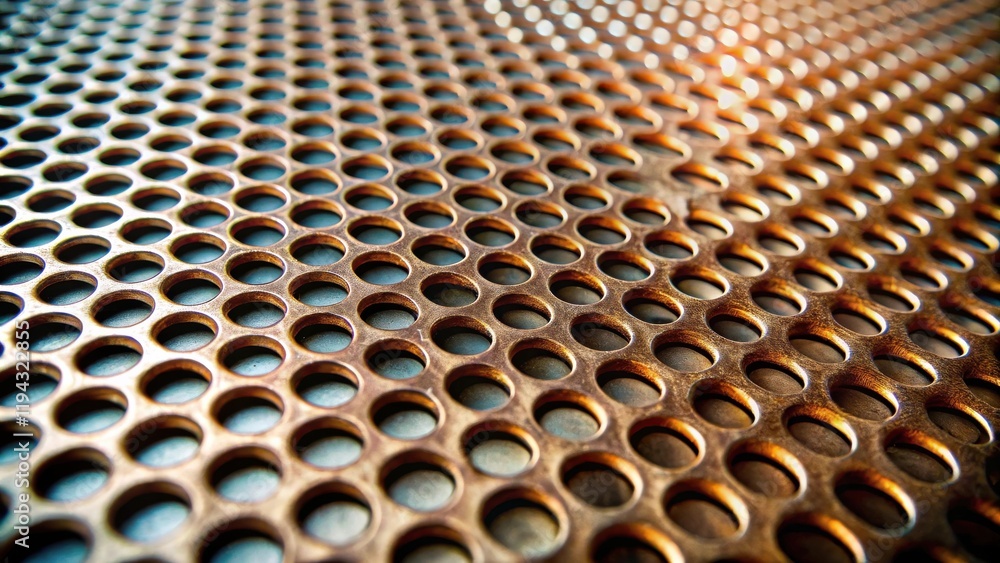 Aufkleber a textured metallic surface with regularly spaced circular holes