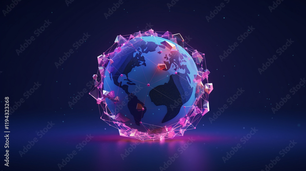 Aufkleber digital world globe, concept of global network and connectivity on concept of global network and con