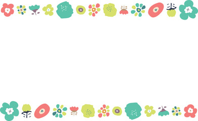 北欧風のお花のフレームG06　かわいいお花の上下フレーム