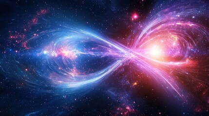 Obraz premium Cosmic Infinity: A mesmerizing depiction of a swirling nebula in the vast expanse of space, exhibiting vibrant colors and celestial energy.