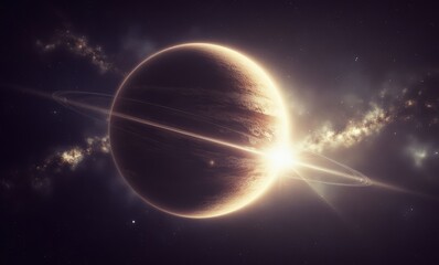 Beautiful gas giant planet with rings