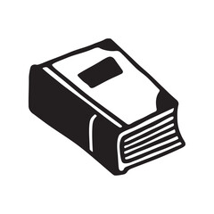 Doodle book icon hand drawn with black line in freehand style. Knowledge and education symbol. Vector illustration isolated on white background