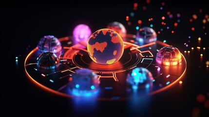 Digital world globe, concept of global network and connectivity on high speed data transfer and cyber technology, information exchange and international telecommunication  