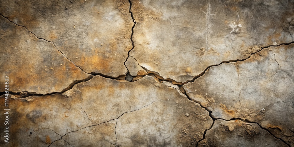 Poster a weathered stone surface with prominent cracks and fissures showing signs of age and erosion.