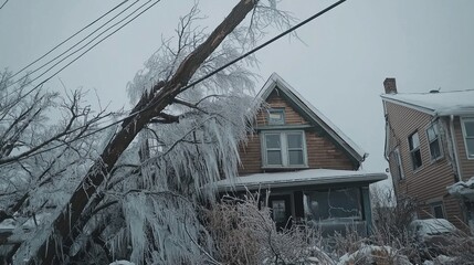 Ice Storm Aftermath: Houses Covered in Icy Trees