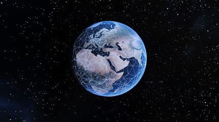 Naklejka premium A blue planet with a network of lines connecting it
