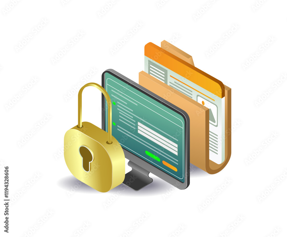 Poster digital data security technology concept