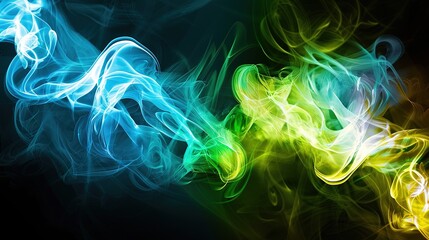Fototapeta premium Abstract background featuring a combination of black, dark blue, green, emerald, petrol, teal, lime, yellow and white colors. A visually appealing blend of various hues creating an abstract and engagi