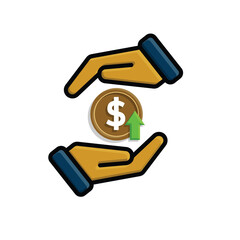 coin icon. money strengthens or rises in hand. money management vector, business and finance icon, showing continuous movement. flat color design style