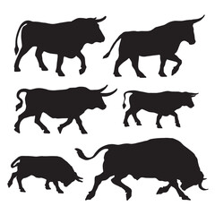 hand draw silhouette bison icon logo