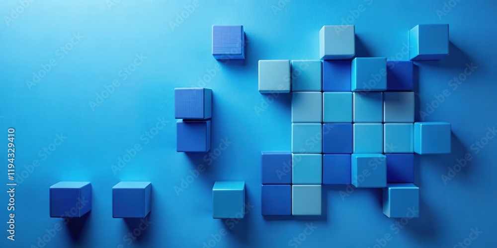 Aufkleber abstract blue cubes arranged in a geometric pattern on a solid background