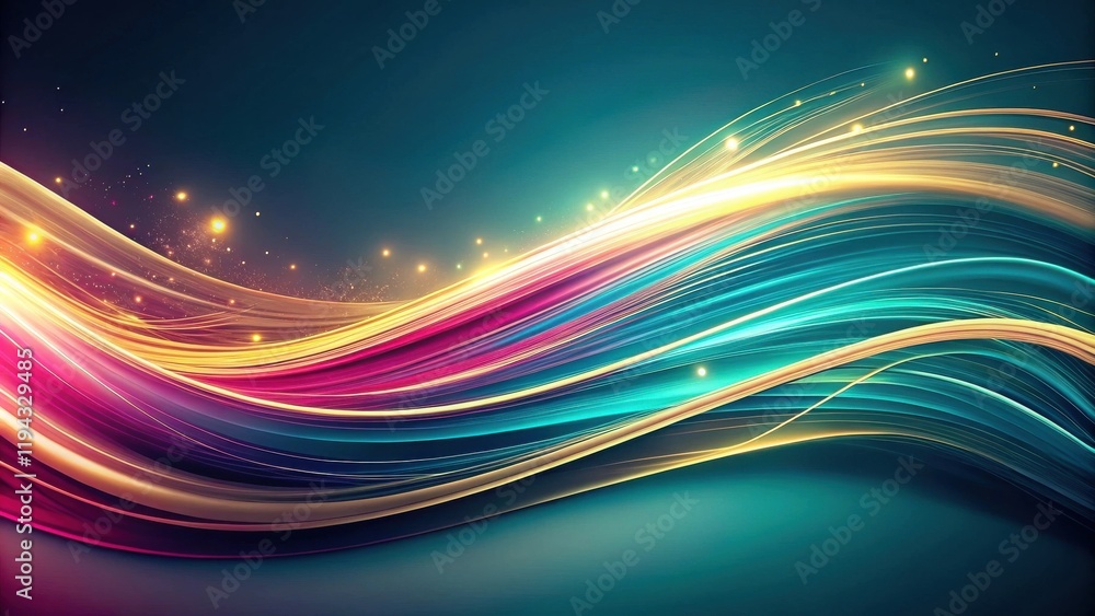Aufkleber Abstract Colorful Swirling Energy Wave Design with Glowing Particles