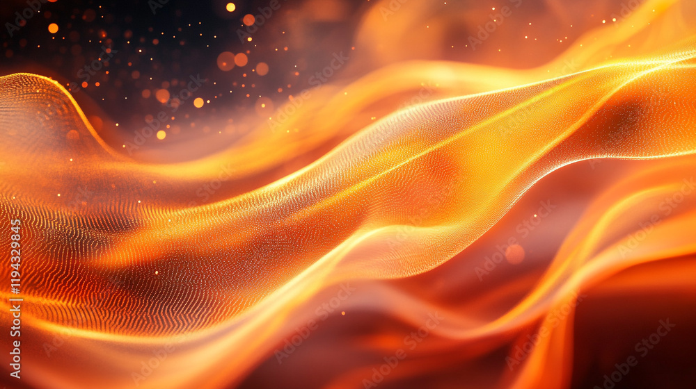 Sticker Bright orange and yellow flames dance through the darkness in a vibrant swirling motion