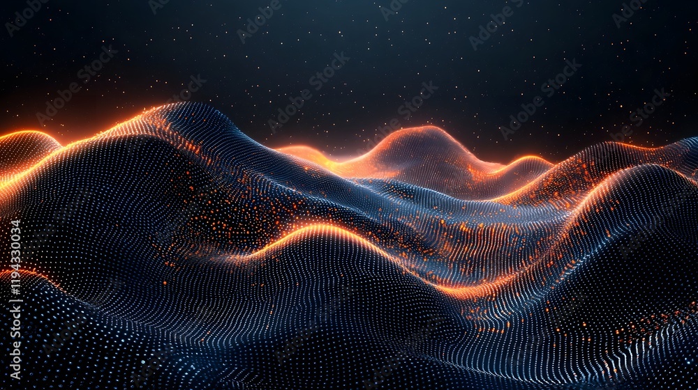 Poster elegant and minimalist futuristic digital waves and flowing gradients backdrop with a clean modern a