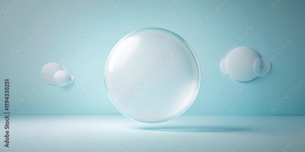 Aufkleber Serene Minimalist Abstract Sphere Display with Soft Light Blue Background