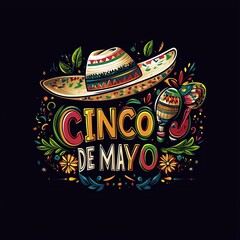 Fototapeta premium Cinco de mayo. May 5 holiday in Mexico. Poster with sombrero and Mexican decorations. 