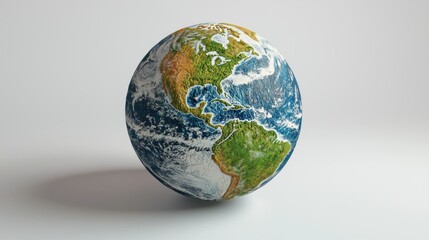 Fototapeta premium Detailed 3D model of planet Earth, showcasing continents and oceans.