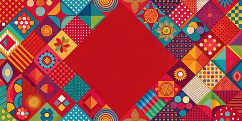 Colorful abstract red background illustration with geometric shapes and patterns, background, red,  background, red