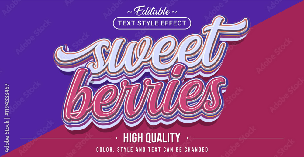 Poster editable text style effect - sweet berries text style theme.