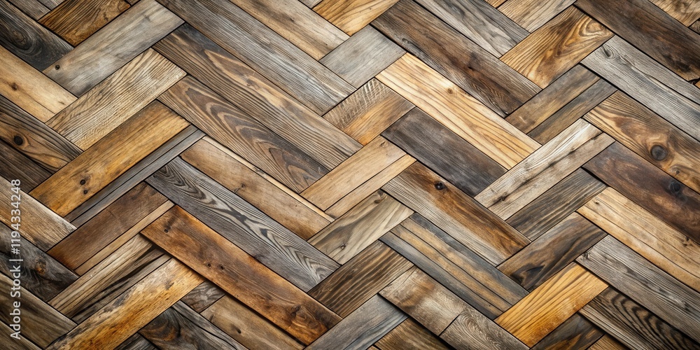 Poster rustic wood planks in a diagonal herringbone pattern