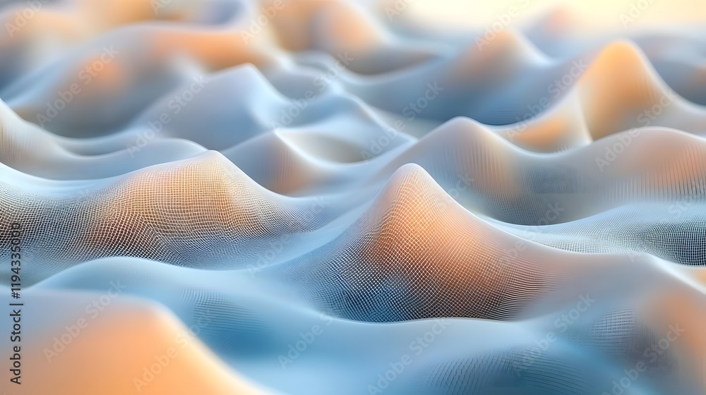 Poster serene and modern background with a softly flowing gradient texture and subtle geometric pattern cre
