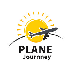 ☀️ Airplane Flying Towards Sun – High-Quality Travel Icon Illustration