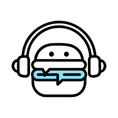 Obraz premium 🍔🎧 Burger with Headphones Vector – Free SVG & PNG for Food & Music Lovers