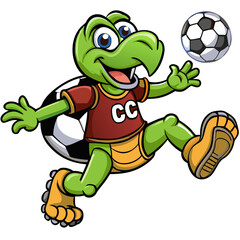 🎽🐢 Cute Football Mascot Illustration – High-Quality Sports Character Clipart ,🐢⚽ Cartoon Turtle Playing Soccer Vector – Free SVG & PNG for Sports Designs