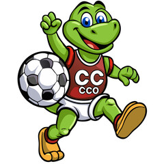 🎽🐢 Cute Football Mascot Illustration – High-Quality Sports Character Clipart ,🐢⚽ Cartoon Turtle Playing Soccer Vector – Free SVG & PNG for Sports Designs