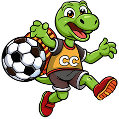 🎽🐢 Cute Football Mascot Illustration – High-Quality Sports Character Clipart ,🐢⚽ Cartoon Turtle Playing Soccer Vector – Free SVG & PNG for Sports Designs