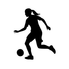 Women’s Sports Illustration: Soccer Girl Running with Ball