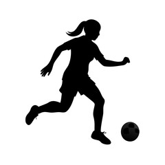 Women’s Sports Illustration: Soccer Girl Running with Ball