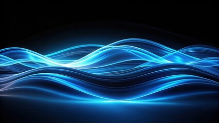 Abstract Blue Glowing Waves Background Design for Technology
