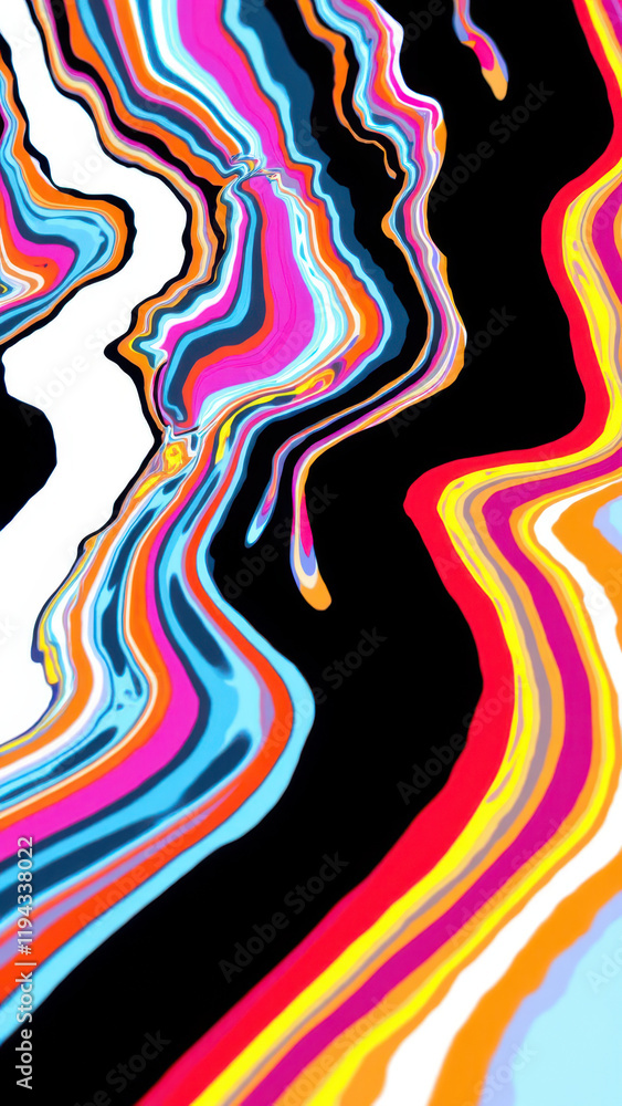 Poster vibrant abstract background with colorful wavy patterns.