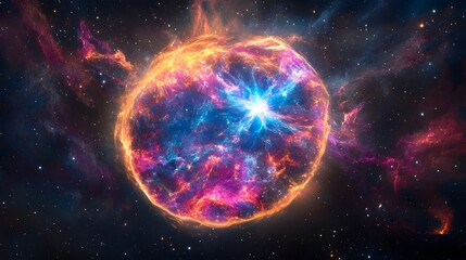 Obraz premium Celestial Orb Blazing Cosmic Energy In Deep Space