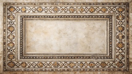 Antique Ornate Stonework Frame with Central Blank Space for Text or Image