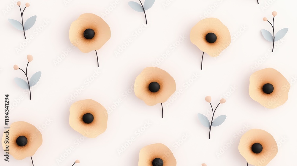 Poster soft floral pattern with simple design