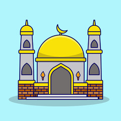 illustration cute cartoon mosque
