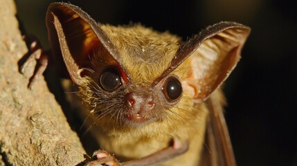 Obraz premium Close-up Portrait of a Adorable Brown Bat