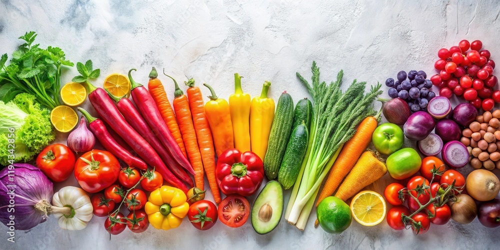 Poster vibrant rainbow of fresh produce a colorful array of healthy fruits and vegetables