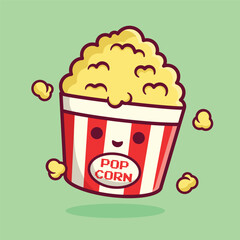 illustration cute cartoon pop corn