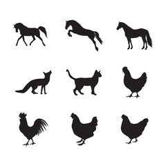 Farm animals silhouettes vector