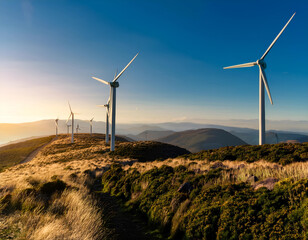 A conceptual representation of renewable energy with wind turbines.