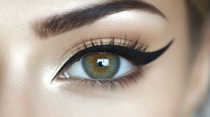 Obraz premium Perfectly Winged Eyeliner Captured in Stunning High Definition Close Up Showcasing Precision and Beauty of Cosmetic