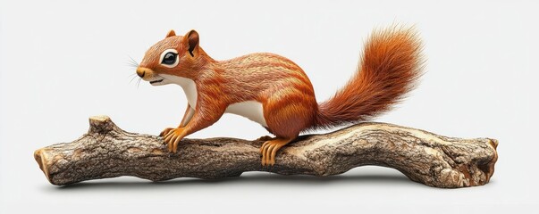 Fototapeta premium Nature-inspired squirrel on branch forest theme 3D render Split-complementary color scheme