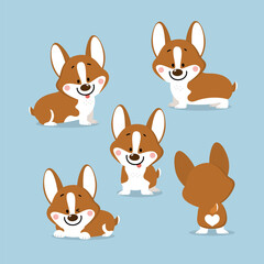 Cute corgi puppy dog cartoon character. Kawaii friendly pet animal vector.