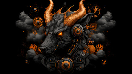 Cyberpunk Steampunk Wolf